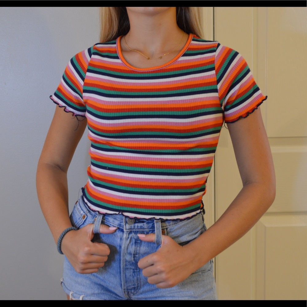 striped cropped shirt
